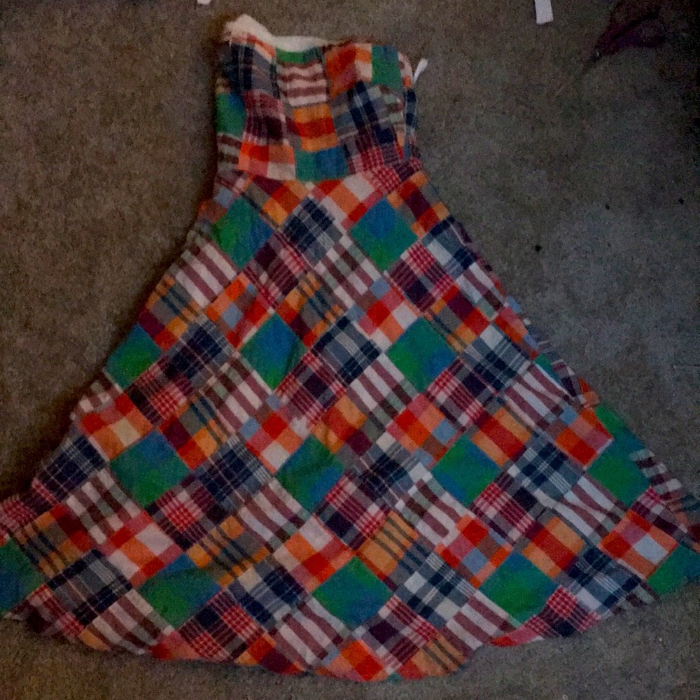 Patched scarecrow strapless dress